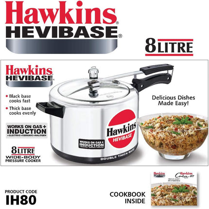 Hawkins Hevibase Aluminium Pressure Cooker 2L 3L 5L 8L Heavy Base Induction Compatible Gas Electric Stoves