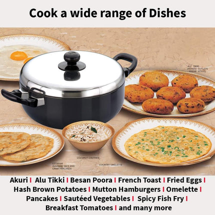Hawkins Futura Non Stick 2.5L 3L Pan Lid Hard Anodised Aluminium Deep Frying
