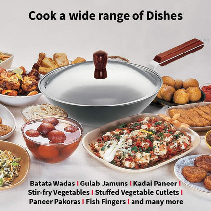Hawkins Futura 2.5L Hard Anodised Deep Fry Pan Kadai with Stainless Steel Lid