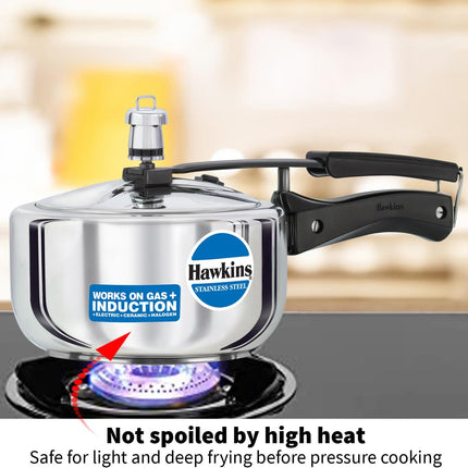 Hawkins Stainless Steel Pressure Cooker 2L 3L 4L 5L 6L Induction Gas Electric Compatible