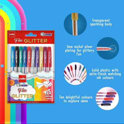 Cello Techno Tip Ball Pens Pack of 10 Blue Ink Smooth Writing Pens