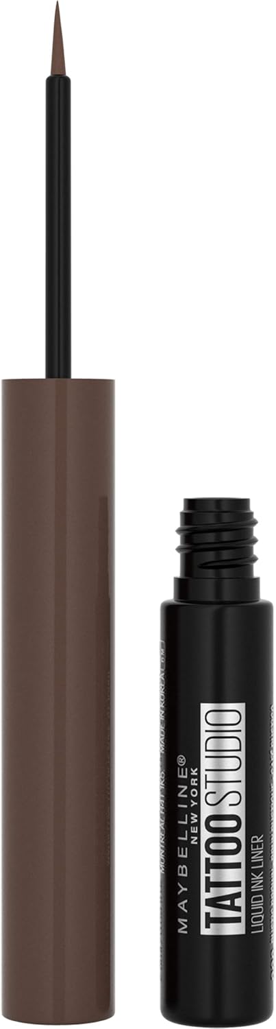 Maybelline Tattoo Studio Liquid Ink Liner Up To 36HR Wear, Sweat Resistant, Smudge Resistant, No Mess Removal, Longwear Liquid Eyeliner Makeup, Rustic Brown