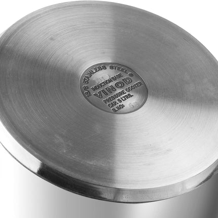 VINOD Stainless Steel Pressure Cooker 7 Litre Induction Compatible Outer Lid Heavy Duty Kitchen Rice Dal Curries Family Meals