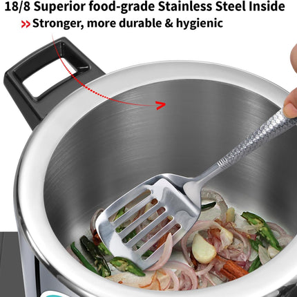 Hawkins Classic 5 Litre Triply Stainless Steel Pressure Cooker Inner Lid Induction Compatible Heavy Duty