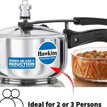 Hawkins Stainless Steel Pressure Cooker 2L 3L 4L 5L 6L Induction Gas Electric Compatible