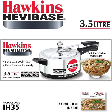 Hawkins Hevibase Aluminium Pressure Cooker 2L 3L 5L 8L Heavy Base Induction Compatible Gas Electric Stoves