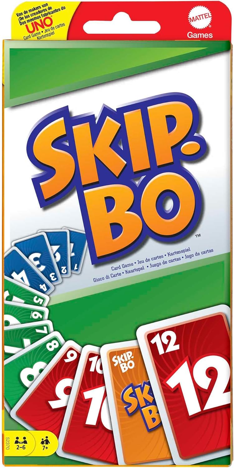 Mattel Skip BO 10 Card Classic Games Family Funny Entertainment Board Game Fun Playing Cards Kids Toys Gift Box UNO creators 52370