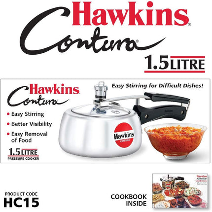 Hawkins Contura Aluminium Pressure Cooker 2L 3L 4L 5L Silver Cooker Gas Electric Stove