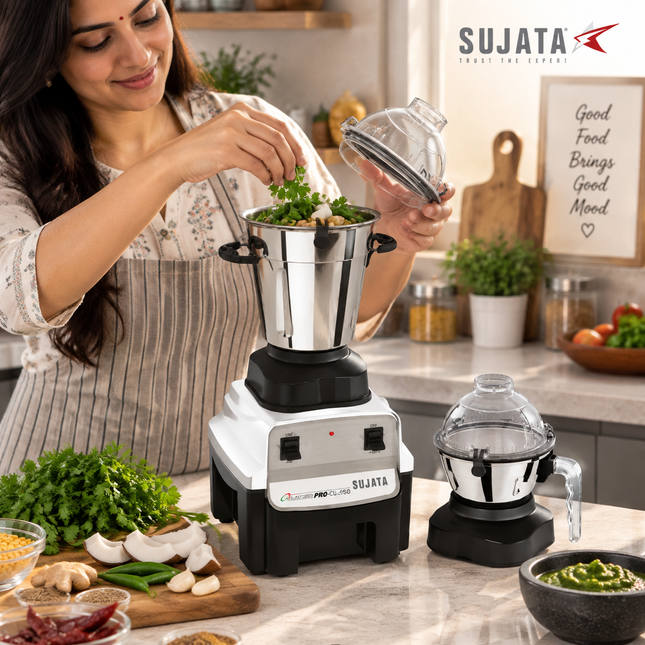 Sujata Magnapro ILG 1350W Indian Mixer Grinder with Juice Extractor 23000 RPM for Grinding Blending and Juicing