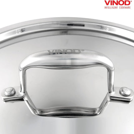 VINOD Platinum Tri-Ply Stainless Steel Kadai + Lid Kadhai 18cm 20cm 22cm 24cm 26cm Induction Gas Compatible Heavy Duty