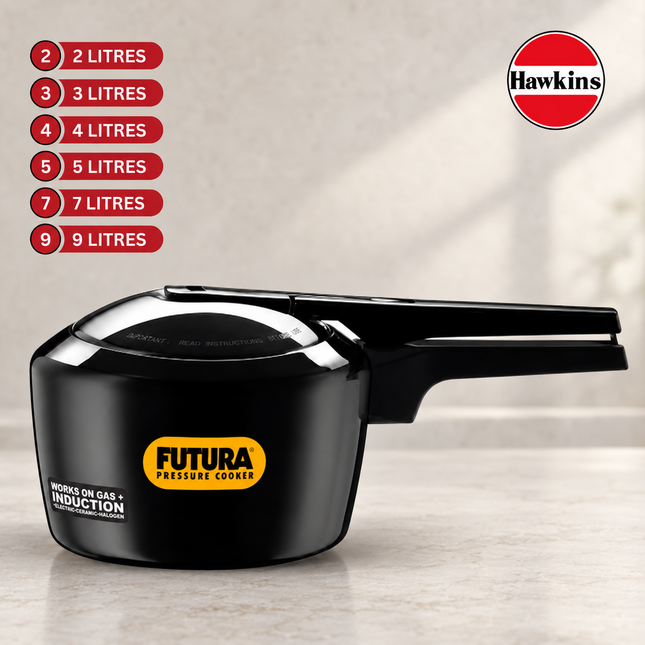 Futura by Hawkins Hard Anodized Pressure Cooker 2L 4L 5L 9L Black Cooker Everyday Cooking
