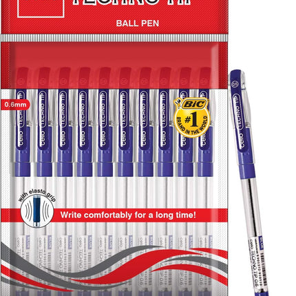 Cello Techno Tip Ball Pens Pack of 10 Blue Ink Smooth Writing Pens