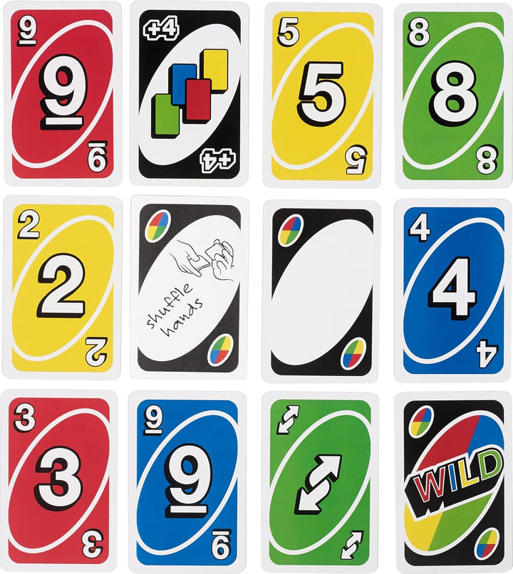 Players holding UNO cards with the color and number matching