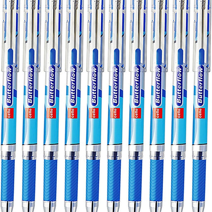 Cello Techno Tip Ball Pens Pack of 10 Blue Ink Smooth Writing Pens