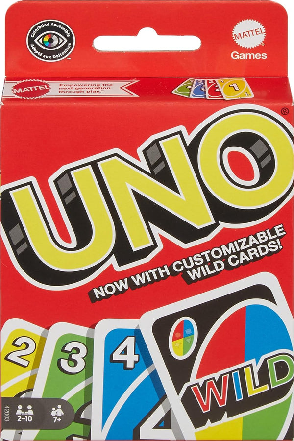 UNO card game set with colorful action cards and packaging
