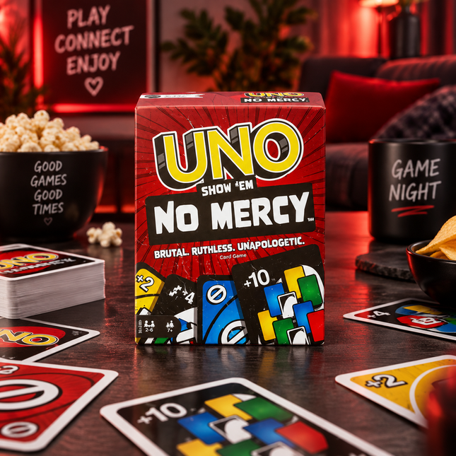Mattel Card Games UNO Flip No Mercy SkipBo Phase 10 Family Games Collection