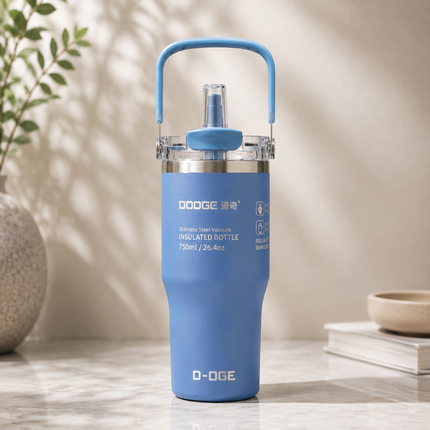 Dodge 750ml Dual Drink Insulated Travel Tumbler Hot Cold Coffee Tea Cup