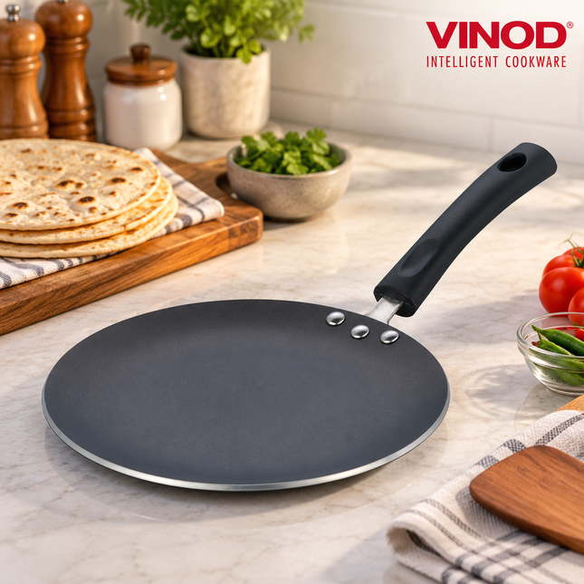 VINOD Non Stick Dosa Tawa 10.5 Inch Aluminium Griddle Pan PFOA Free Tawa Dosa Roti Chapati Pancakes Crepes