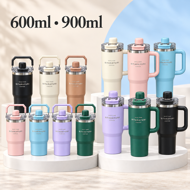 Sitarayuri Triple Hot Cold Drink Insulated Tumbler 600ml 900ml Coffee Tea Travel Office Sports