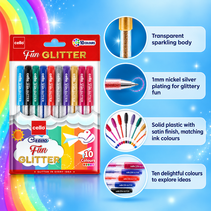 Cello Techno Tip Ball Pens Pack of 10 Blue Ink Smooth Writing Pens
