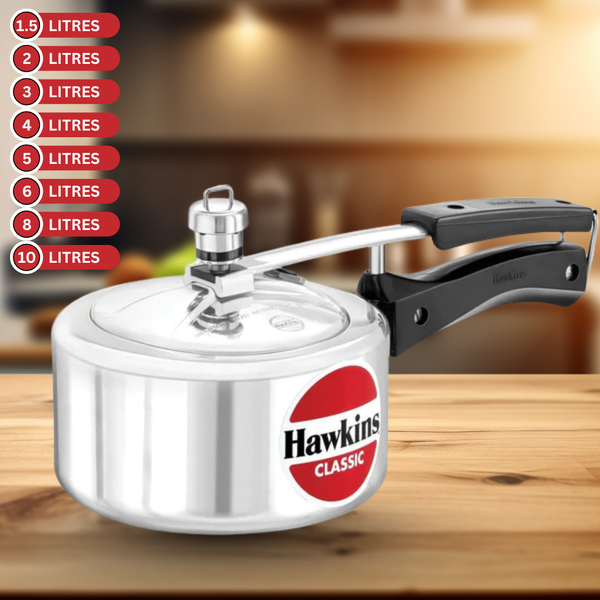 Hawkins Classic Aluminium Pressure Cooker for Kitchen | Gas & Induction Compatible | Durable Safety Valve | India