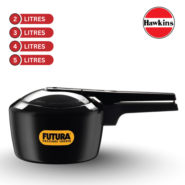 HAWKINS Futura Pressure Cooker, Hard Anodised Inner Lid Pressure Cooker, Small Cooker, Black