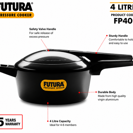 Futura by Hawkins Hard Anodized Pressure Cooker 2L 4L 5L 9L Black Cooker Everyday Cooking