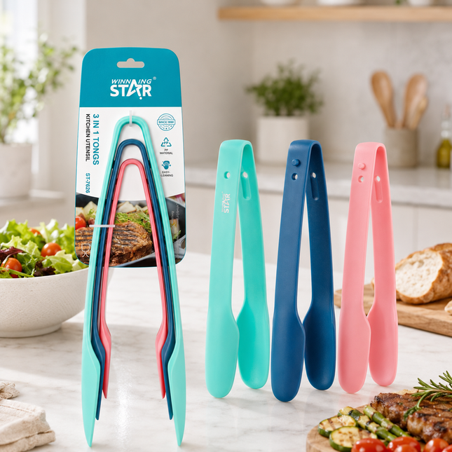 Winning Star 3-in-1 Kitchen Tools Tongs Peeler Grater Stainless Steel