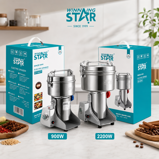 Winning Star Grain Grinder 500g 900W, 2kg 2000W Powerful Spice Grinding Machine Dry Wet