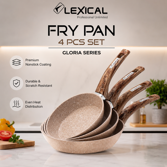 Lexical Germany Non-Stick Frying Pan 4 pcs Set Black or Beige Fry Pans Everyday Cooking