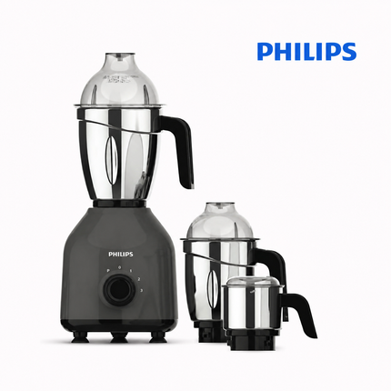Philips HL7757 750W Indian Mixer Grinder 3 Stainless Steel Jars Wet Dry Grinding Chutney Making Masala Grinding Dosa Batter Black Premium Blue