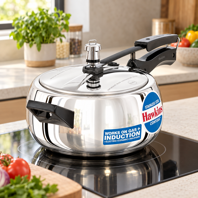 Hawkins Stainless Steel Pressure Cooker 2L 3L 3.5L 5L GAS Induction Compatible Base