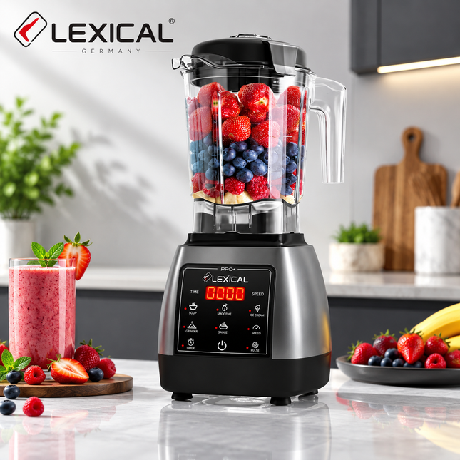 Lexical Germany 2000W Professional Blender Mixer Grinder Juicer Mixie with 2L Unbreakable Jar LED Touch Control 9 Speed Levels Pulse Function Stainless Steel Blades
