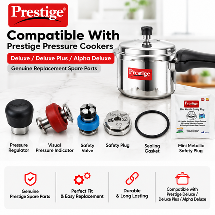 Prestige Pressure Cooker Spare Parts Regulator Valve Gasket Safety Plug Ring Mini Indicator
