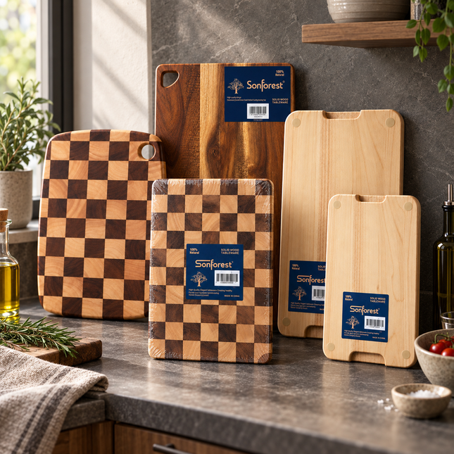 Solid Acacia Wood Chopping Boards Cutting Kitchen Prep Serving Board Checkerboard Collection