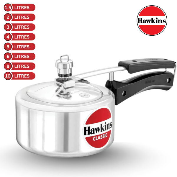 Hawkins Classic Aluminium Pressure Cooker for Kitchen | Gas & Induction Compatible | Durable Safety Valve | India