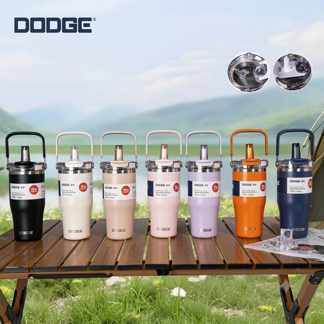 Dodge 750ml Dual Drink Insulated Travel Tumbler Hot Cold Coffee Tea Cup