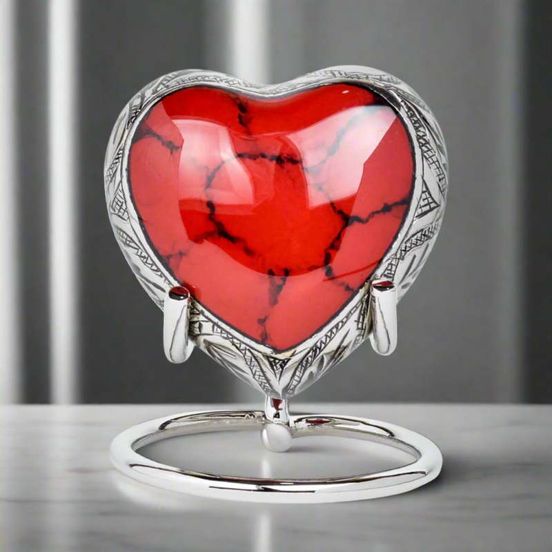 Royal Rapture Love Urn for Ashes Funeral Memorial Cremation Keepsake Heart & Stand