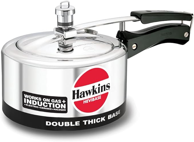 Hawkins Hevibase Induction Compatible Pressure Cooker, 2 Litre, Silver (IH20)