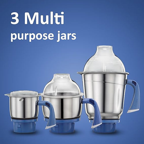 Preethi Blue Leaf Diamond 750 Watt Mixer Grinder 3 Piece Blue White