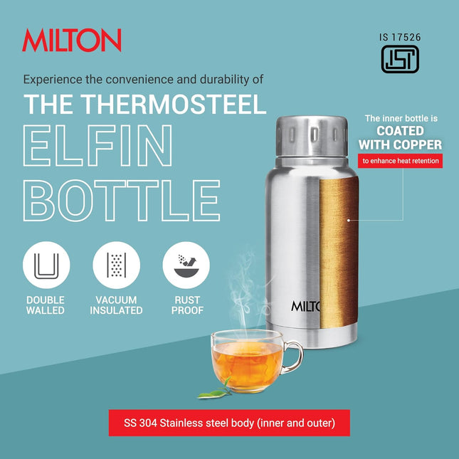Milton Elfin 160ml Vacuum Insulated Flask Stainless Steel Mini Hot Cold Thermos Bottle Leak Proof Water Travel Office