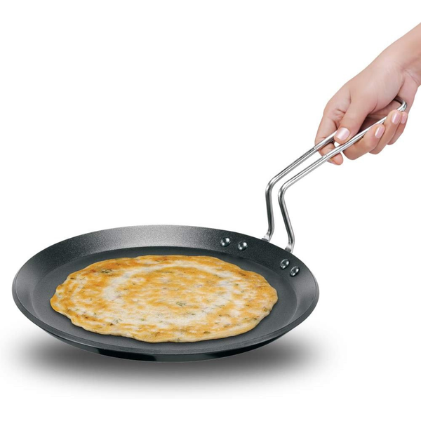 HAWKINS Futura Non-Stick Induction Compatible Flat Tava Griddle, 10" Induction, Black