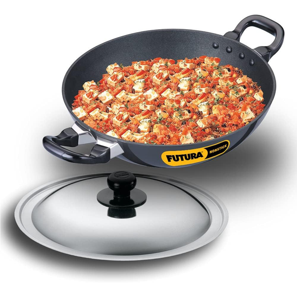 Futura Non-Stick Deep-Fry Pan(Kadhai) 2.5/4-Litre with Steel Lid and Round Bottom
