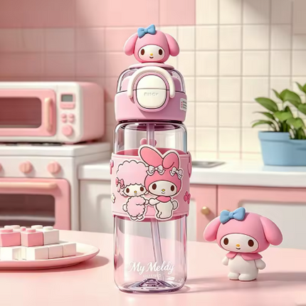 Character Design Dual Drink Water Bottle 630ml 700ml Carry Handle School Gym Travel