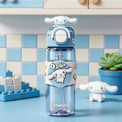 Character Design Dual Drink Water Bottle 630ml 700ml Carry Handle School Gym Travel