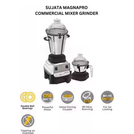 Sujata Magnapro ILG 1350W Indian Mixer Grinder with Juice Extractor 23000 RPM for Grinding Blending and Juicing