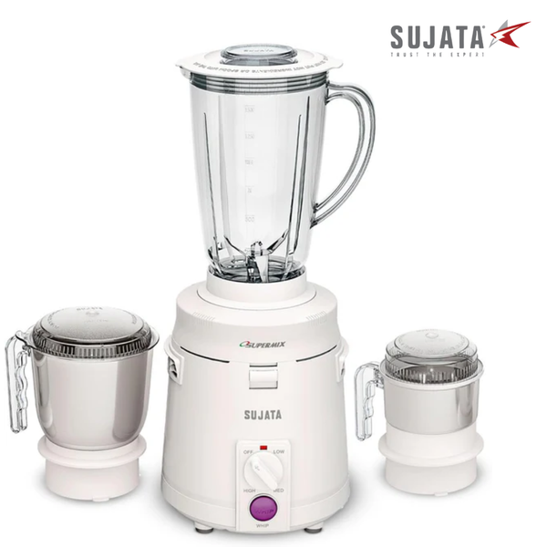 Sujata Supermix 900W Mixer Grinder | 3 Stainless Steel Jars | Heavy Duty Indian Mixie for Dosa, Chutney & Masala Grinding