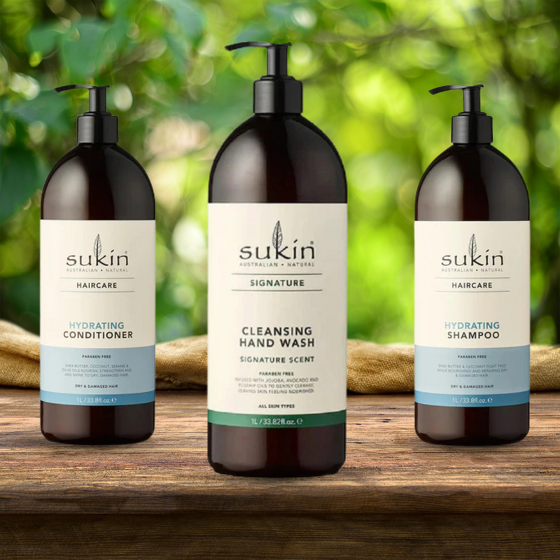 Sukin Shampoo, Conditioner & Handwash Set for Healthy Hair & Skin