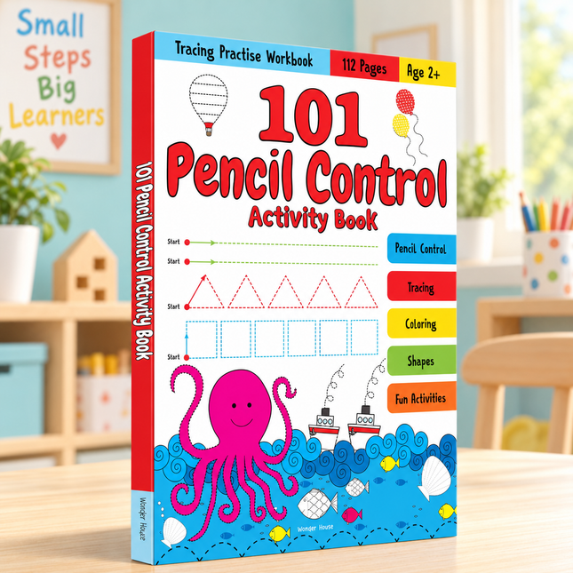 Pencil Control Activity Book for Kids Age 2+ Tracing Practice Writing Skills Workbook