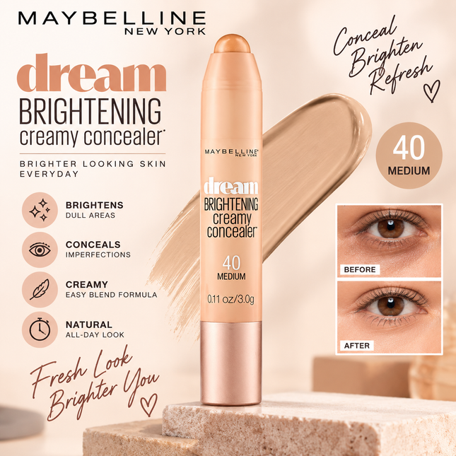 Maybelline Dream Brightening 40 Medium Under Eye Concealer Makeup